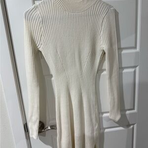 Hollister Cream Long Sleeve Ribbed Dress